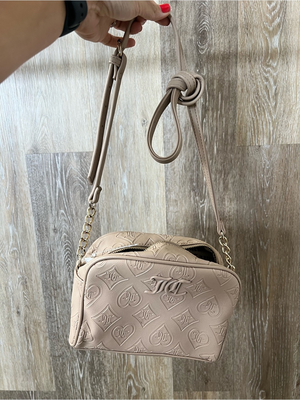 Juicy Couture Embossed Taupe Crossbody Bag